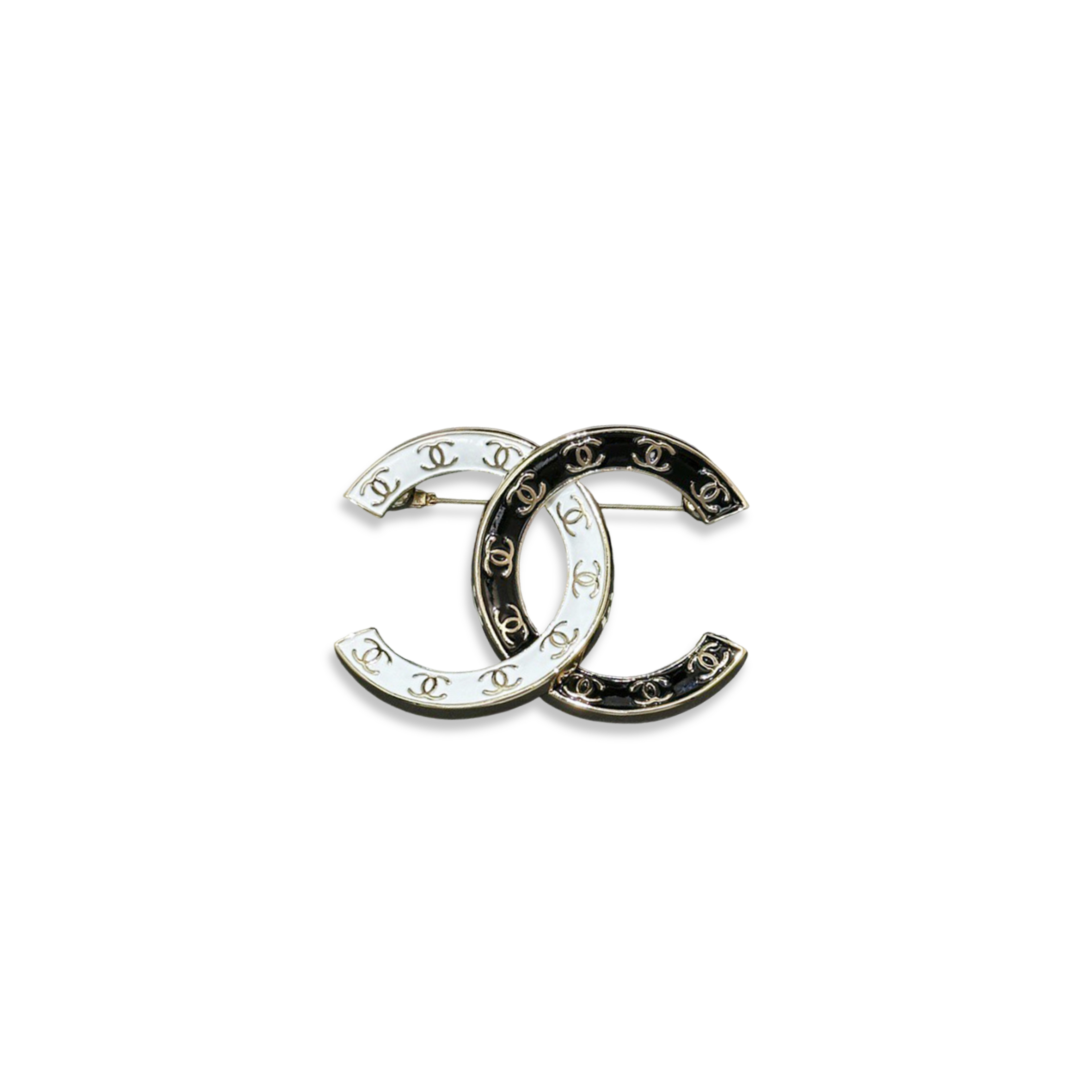 CHANEL BLACK AND WHITE BROOCH ABC990